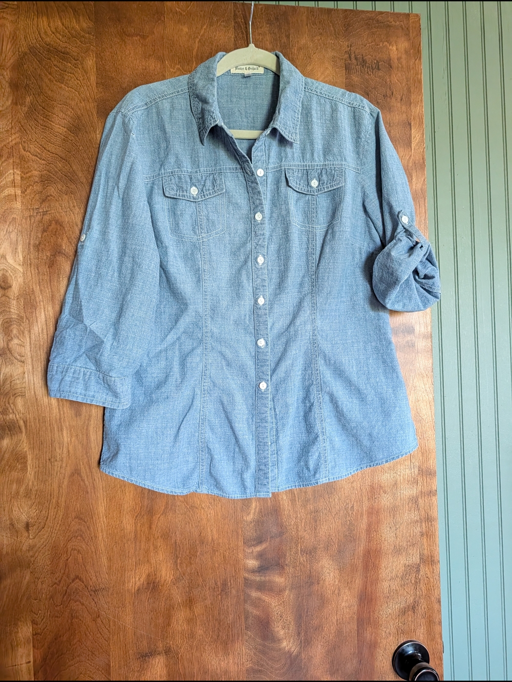 Light Wash Chambray Button-Up Shirt
